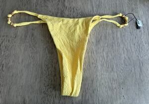 JMP The Label Yellow and Gold Paisley Thong Bikini Bottom - M